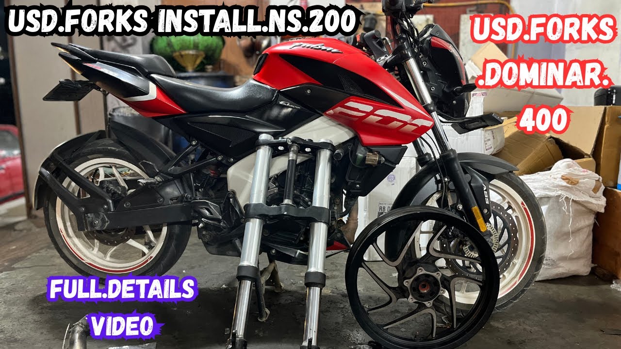 USD forks install👨🏻‍🔧BAJAJ. NS200🚀dominar 400 forks