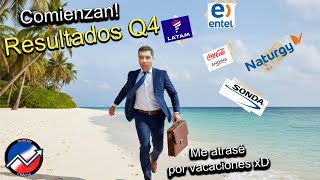 Resultados Q4 2025 atrasados! Latam, Naturgy, Entel, Andina, Sonda