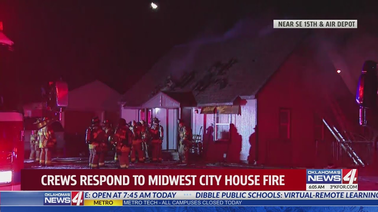 Firefighters respond to house fire in Midwest City - YouTube