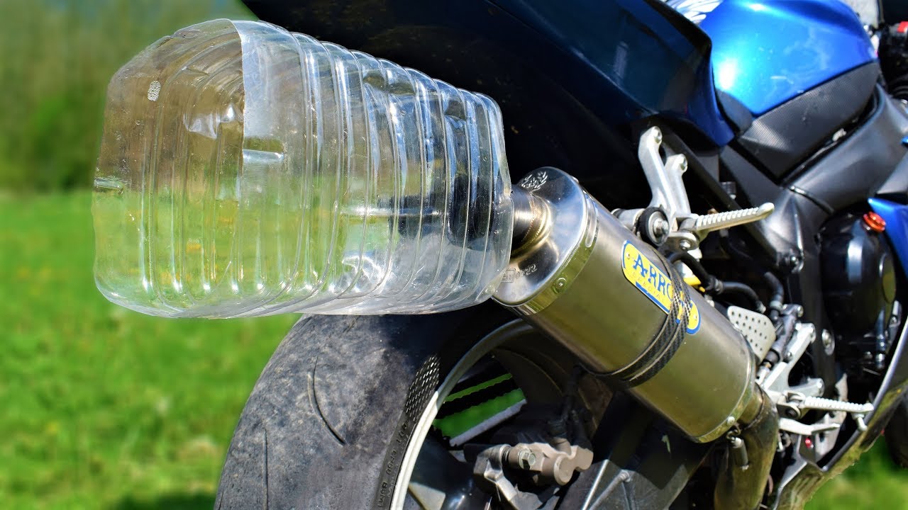 EXPERIMENT PLASTIC BOTTLE AS MOTORCYCLE EXHAUST YouTube