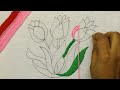 hand embroidery amazing flower pattern with very common stitches | tulip embroidery