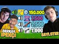 SAYLSTER & BERKAY İPEKÇİ FORTNITE SESLERİNİ DİNLETTİM !! 26.000 PAPEL BÜYÜK ÖDÜL !!