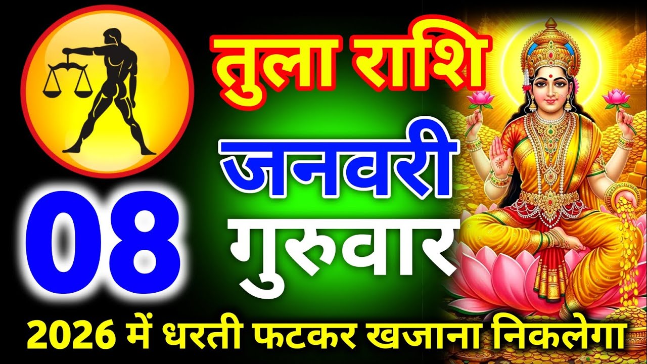 तुला राशि 08 जनवरी गुरुवार 2026 में धरती फटकर खजाना निकलेगा जल्दी देखो/tula rashi