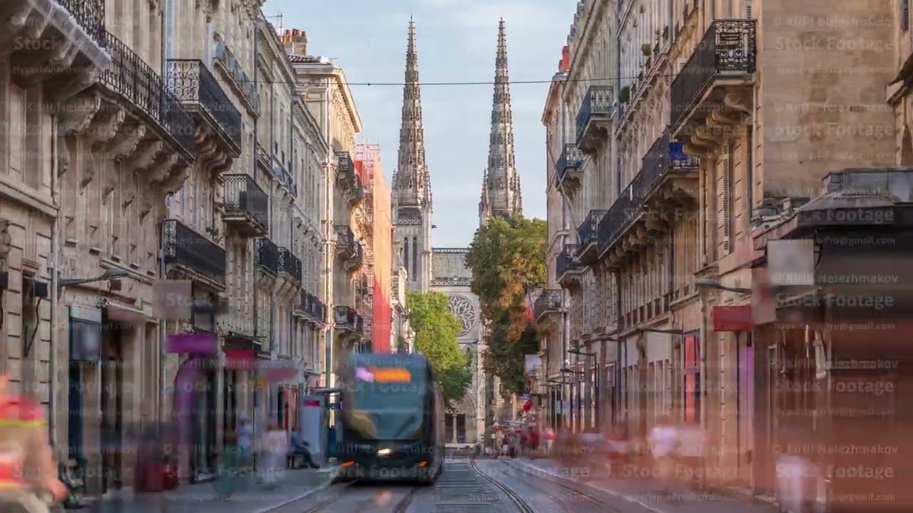 Timelapse of Bordeaux Cathedral or Cathedrale Saint Andre from Vital Carles street
