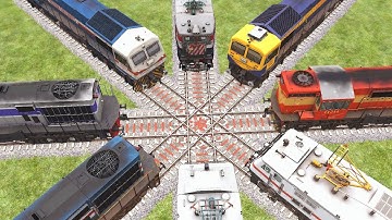 Eight Trains Run 🔺️ At Bumpy Branched Railroad Tracks / Train Simulator- Indian Train / Railworks 3
