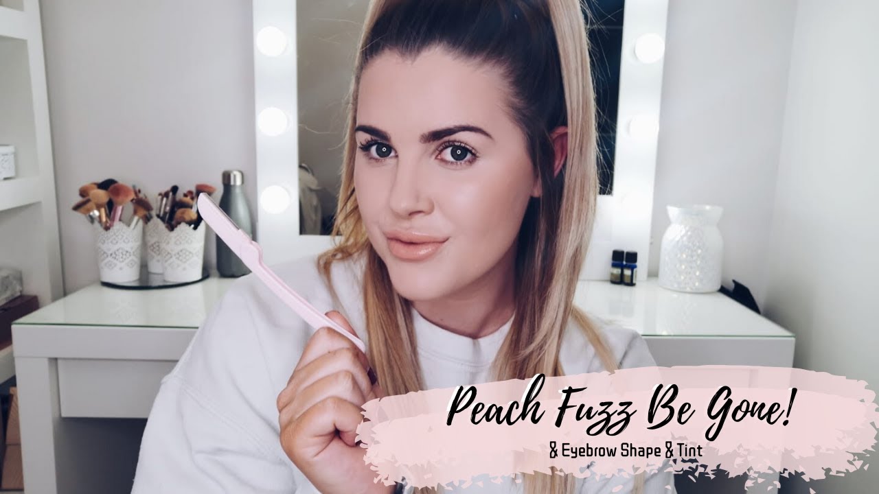 HOW I SHAVE MY FACE!! Peach Fuzz Removal Eyebrow Shape & Tint