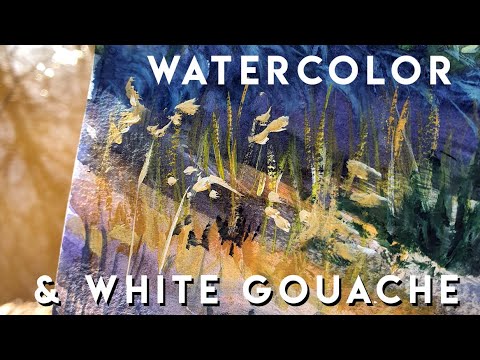 Mixing Watercolor with white gouache ✶ Relaxing plein air painting session  in the forest 