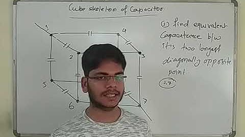 Equivalent capacitance across longest diagonal of  skeleton cube of capacitor by Aditya sir