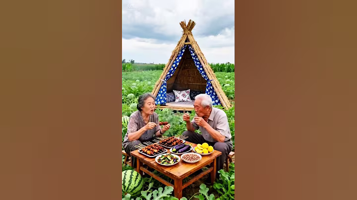 Simple Joys of ai Village Life | Grandparents' Garden Lunch Beneath the Grapevines#villageli lifel
