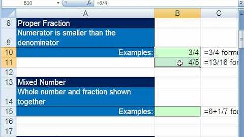 Excel Busn Math 16: Fractions & Fraction Formatting