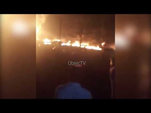 Graphic: Fire Gut Stranded Cars in Traffic at Sango Toll Gate, Ogun State as Fuel Tanker Explodes