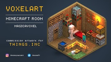 Voxel Art - MineCraft Room - Magicavoxel Timelapse