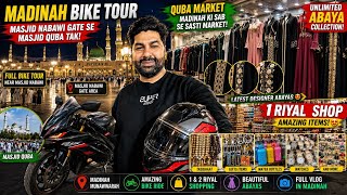 Bike Tour Around Masjid Nabawi  😱 | 1 & 2 Riyal Shops Near Masjid Quba | Amazing Abaya Collection |