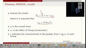 Lec 10B: Oneway Anova, Model And Hypothesis.