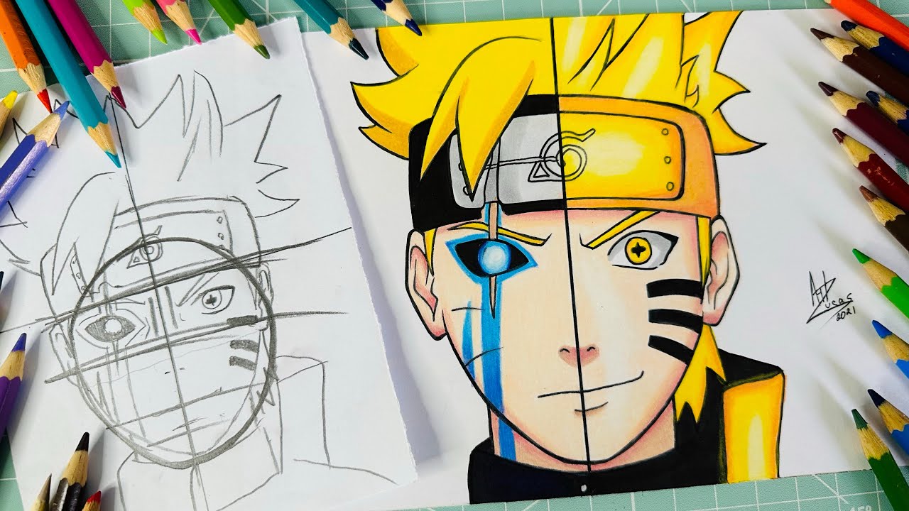 Como Desenhar o BORUTO / NARUTO - How to draw Naruto and Boruto