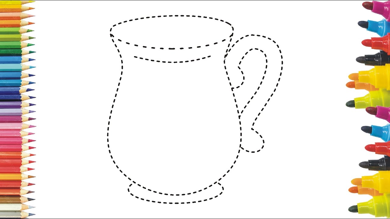 How to draw jug with colouring for kids toddler | draw and coloring for ...