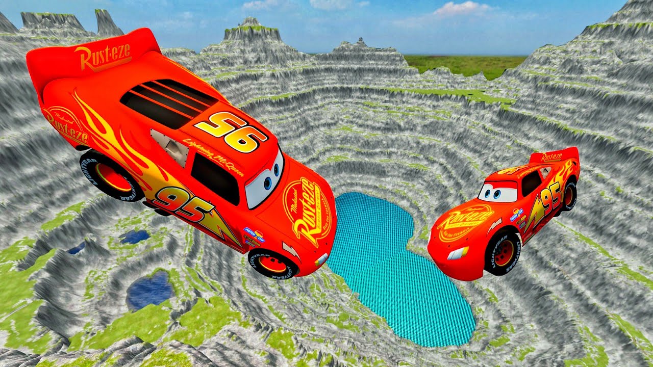 McQueen Car Leap of Death 🚍💀 | Extreme Jump Crash Test | BeamNG.drive Simulation #2