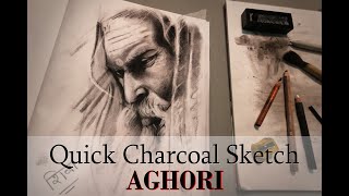 Charcoal Sketch of AGHORI | Quick Drawing | Lord Shiva