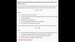 Choosing the Optimal Diameter of a Pipe by Minimizing the Cost (Engineering)