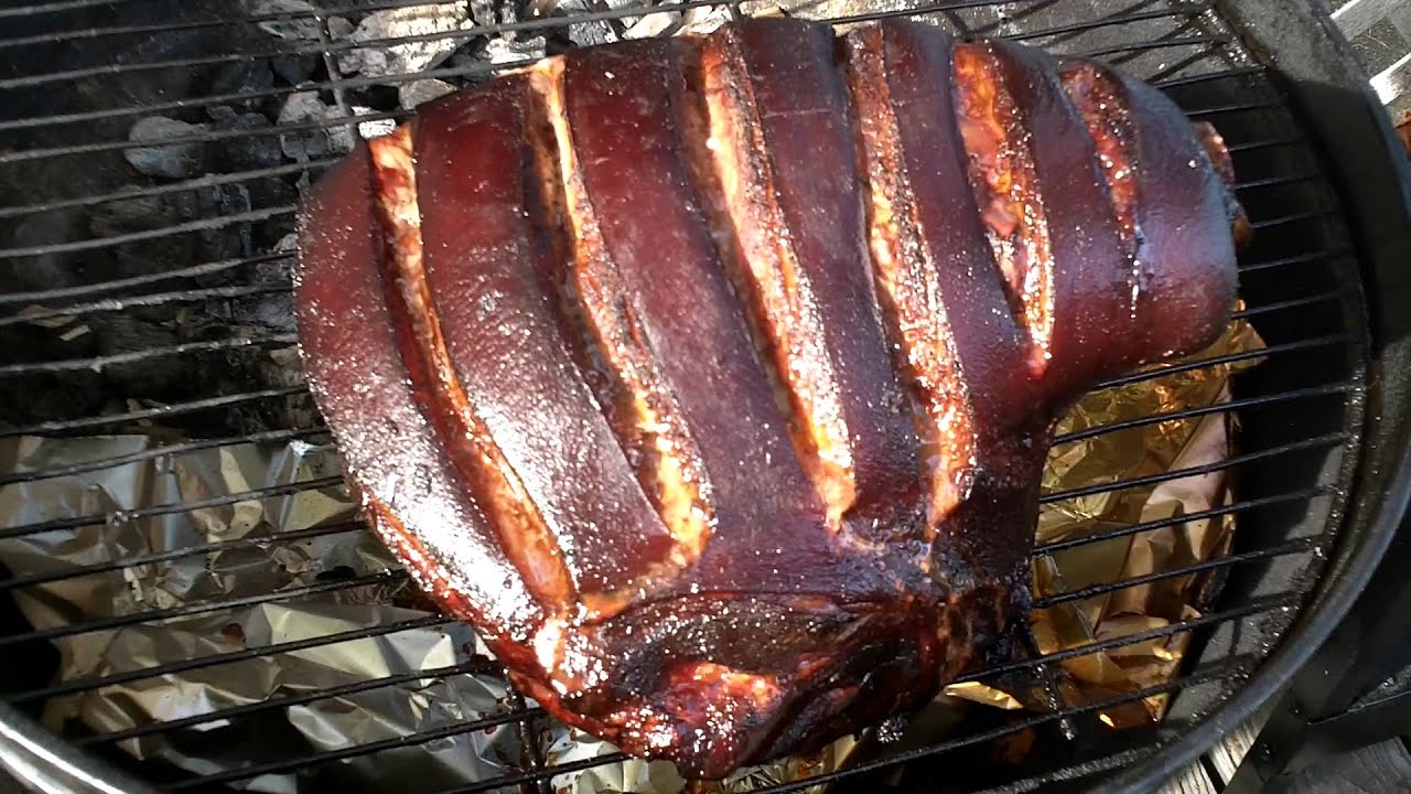 smoked pork shoulder on kettle grill YouTube