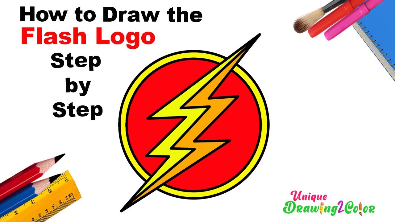 Learn How to Draw the Flash Logo Step by Step | Easy Flash Logo Drawing  Tutorial - YouTube