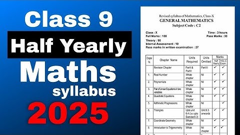 Class 9 half yearly syllabus 2025 General Maths SEBA ASSEB board