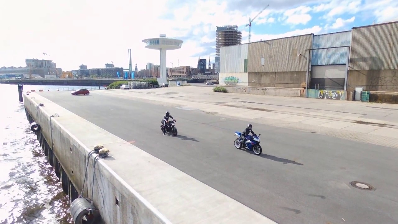 Hafencity #19 Kurzvideo / Drohnentest ( follow me funk.) mit Marcel seiner GsxR