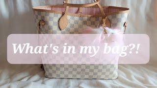 🩷What's in my summer bag?!🩷  Louis Vuitton Damier Azur Mm size Neverfull.