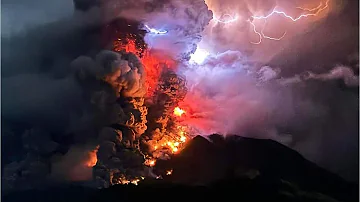 WATCH: Terrifying scenes as lightning strikes after Indonesia volcano erupts