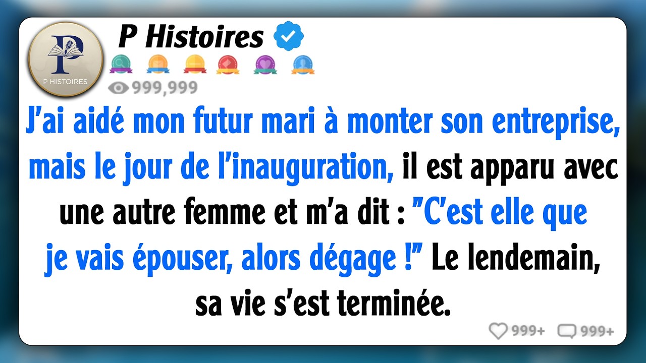 J'ai aidé mon fiancé à lancer son entreprise, mais le jour de l'inauguration, il est arrivé avec une