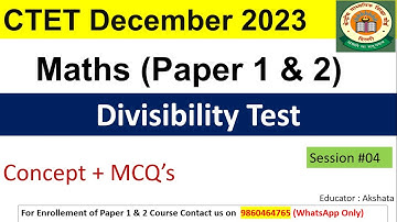 Divisibility test for CTET Exam 2023 | Maths Paper 1 and Paper 2 preparation for ctet 2023