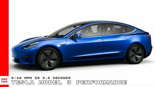 Model 3 performance includes: quicker acceleration: 0-60 mph in 3.5s
top speed: up to 155 premium black interior additional upgrades,
exclusive perfor...
