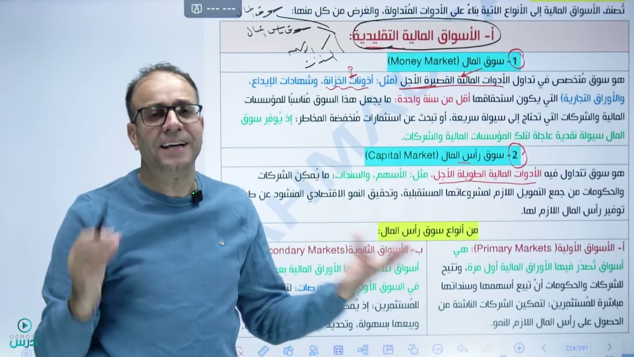 الوحده الرابعه الأسواق الماليه - الأستاذ احمد صالح