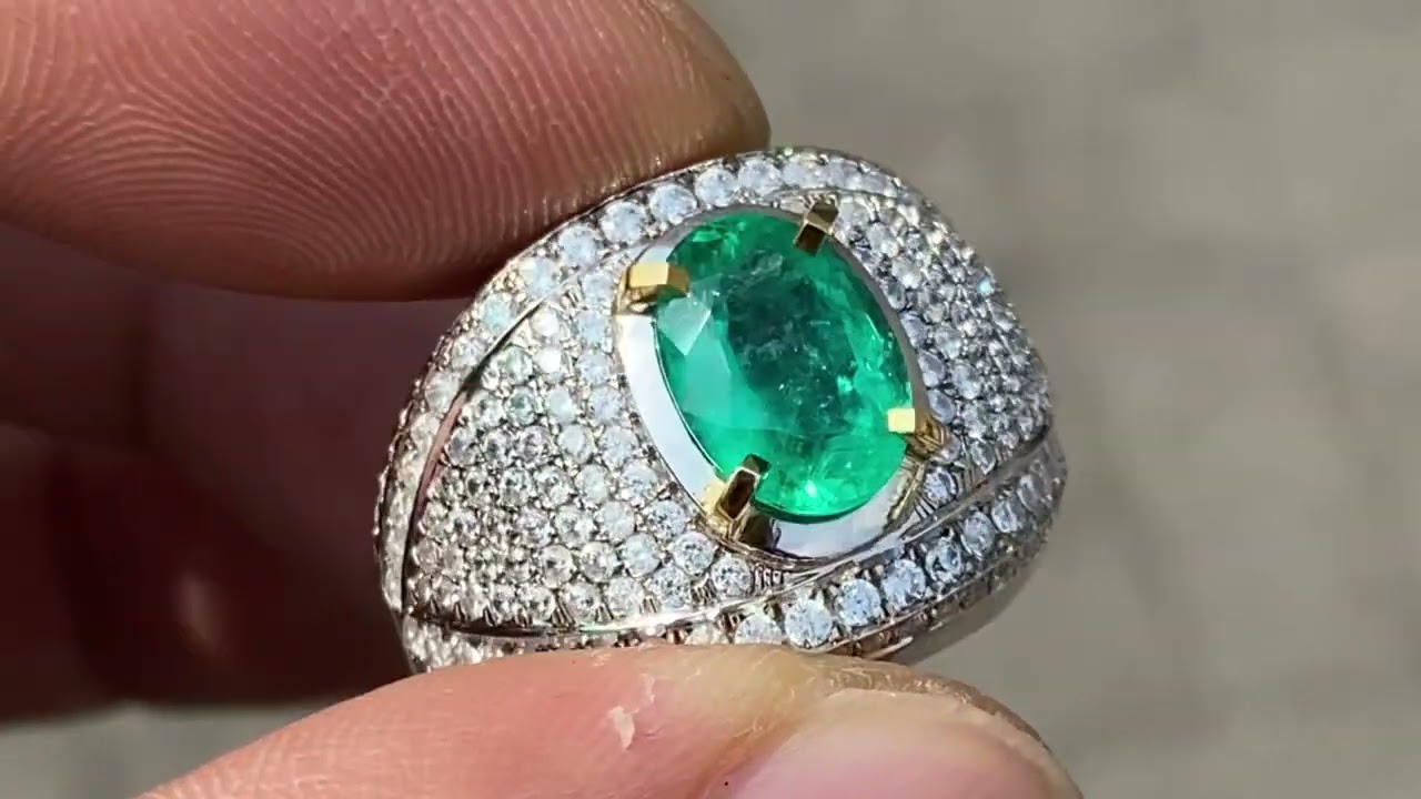 Natural emerald Jamrud 2.33ct Colombia Crystal clean ring silver handmade micro setting memo Grilab