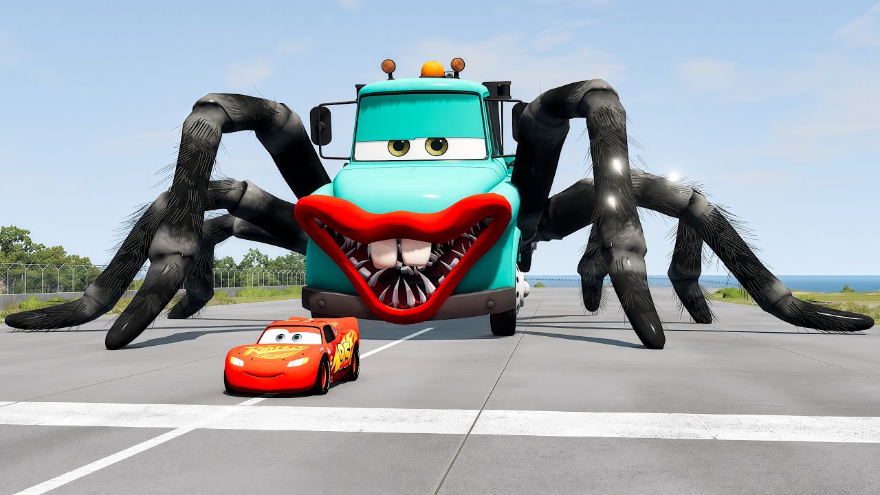 Live Epic escape from Zombie Lightning McQueen, McQueen Long Legs Eater | BeamNG.Drive