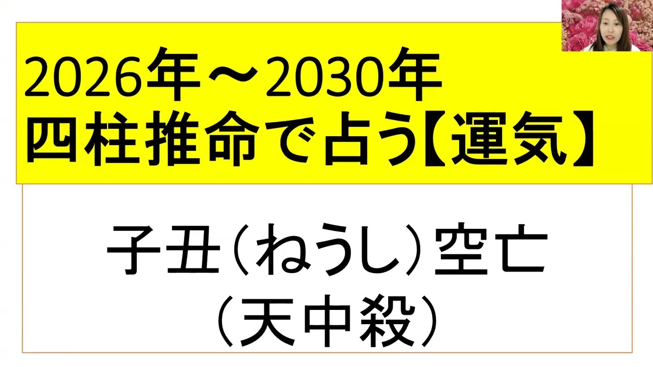 【四柱推命占い】子丑空亡天中殺の2026年2027年2028年2029年2030年の運気の自動精密計算と運周期バイオリズム、運勢の流れの解説