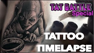 TATTOO TIMELAPSE | GOLLUM LORD OF THE RINGS TAT BATTLE SPECIAL | CHRISSY LEE