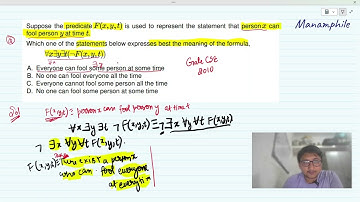 F(x, y, t) represents person x can fool person y at time t | GATE CSE PYQ | Discrete Mathematics