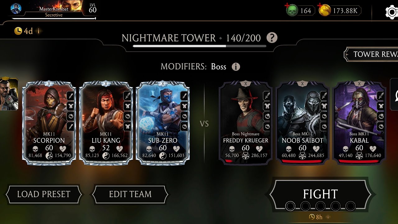 Nightmare Tower 140 Bosses Battle + Rewards Mortal Kombat Mobile Gameplay 