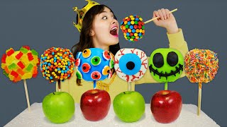 How to Make Colorful Chocolate Apples! 푸드 챌린지 Mukbang by HAHABOO