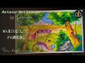 How To Draw Rickshaw Wala With Watercolor/ Beautiful Village Landscape Painting Tutorial.