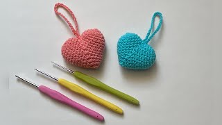 Crochet - Heart Keyring/Heart Keychain - Very Easy Pattern