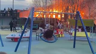 Fiery atmosphere on playground