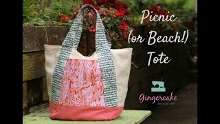 Picnic Beach Tote with Quilted Handles