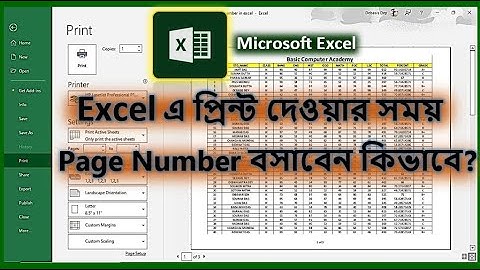Excel এ প্রিন্ট দেওয়ার সময় Page Number বসাবেন কিভাবে / How to insert Page Number in MS Excel