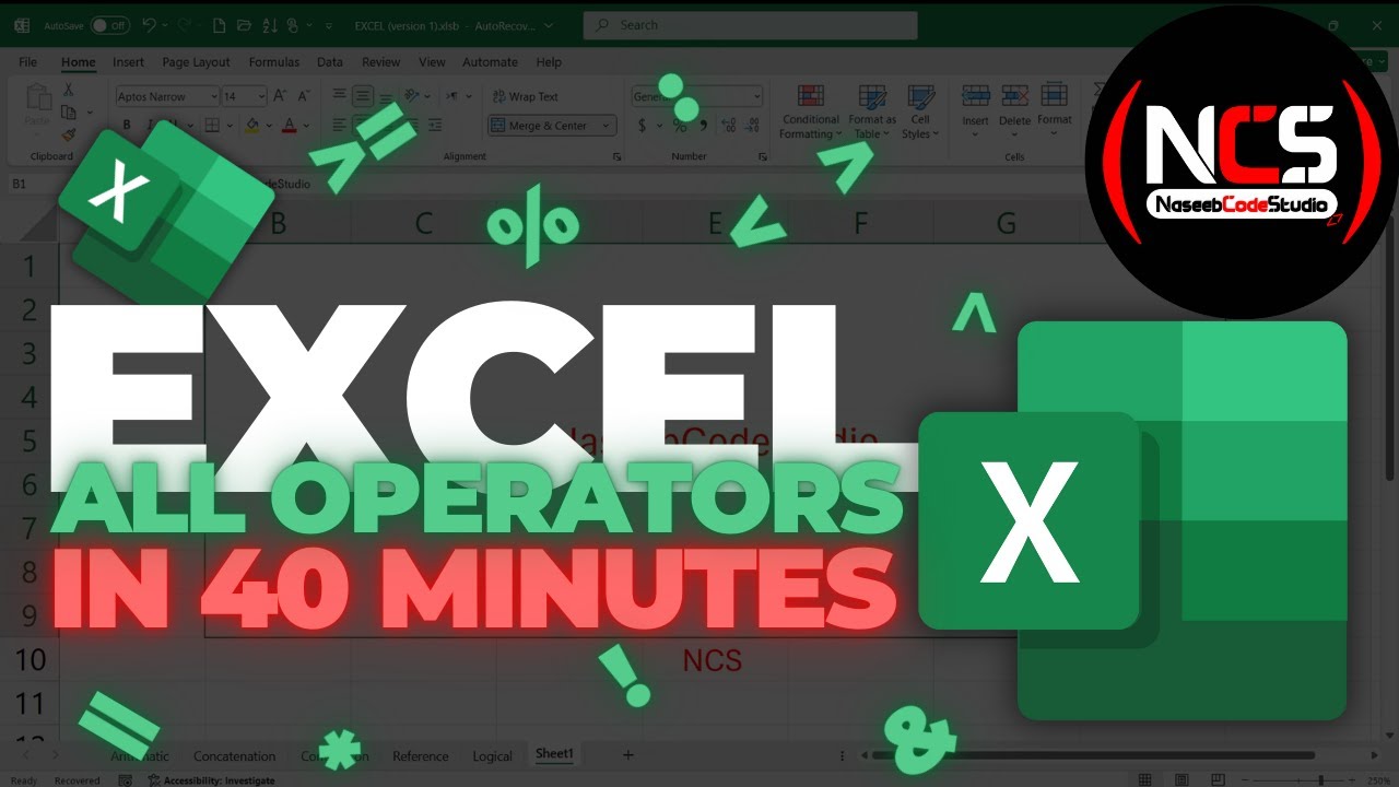 MS EXCEL OPERATORS CRASH COURSE FOR BEGINNERS