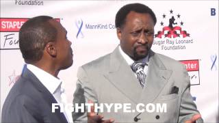 SUGAR RAY LEONARD AND THOMAS HEARNS REUNITE AND JOKE ABOUT FIGHTING DURING CHARITY EVENT