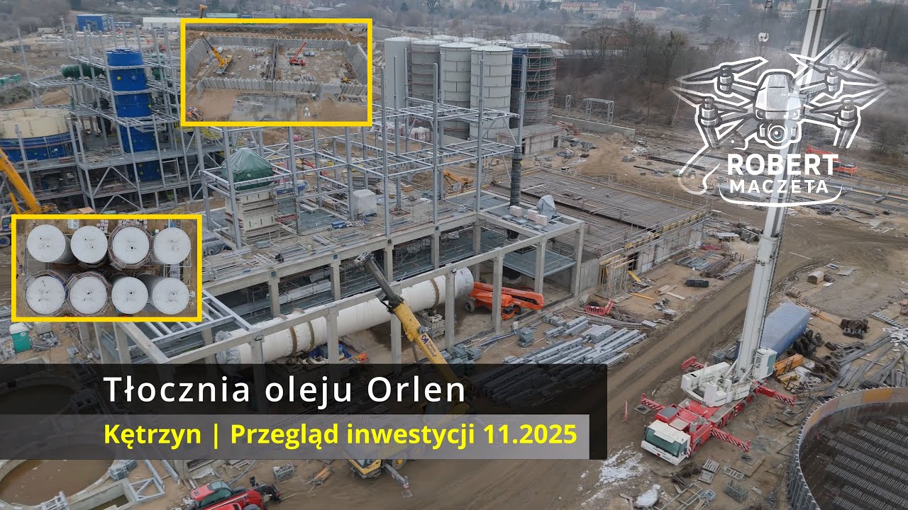 Budowa tłoczni oleju w Kętrzynie Orlen | 23.11.2025 | Widok z drona 4K