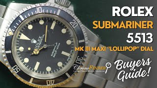 Vintage Rolex Submariner 5513 Mk3 Maxi Lollipop Dial Review & Buyers Guide Chronofinder