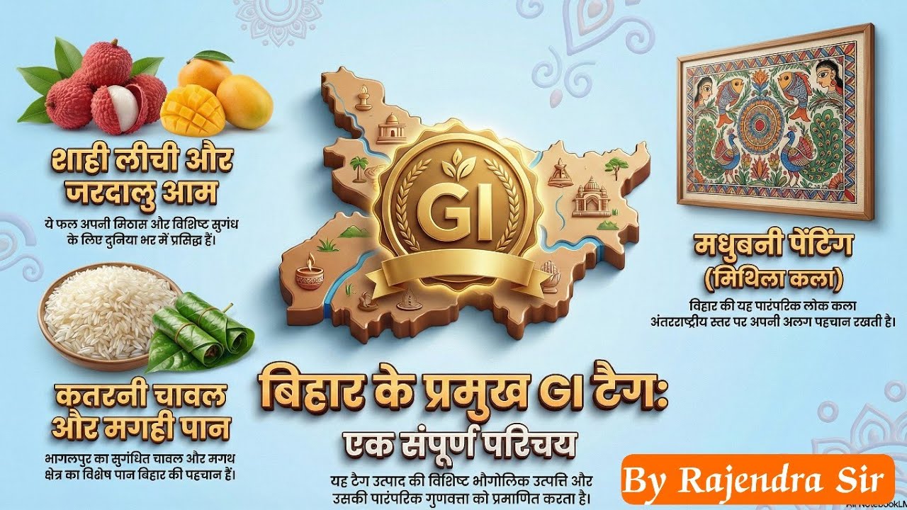 बिहार के भौगोलिक संकेत GI Tag | GI Tags Of Bihar | बिहार के GI Tag | Bihar Special | By Rajendra Sir